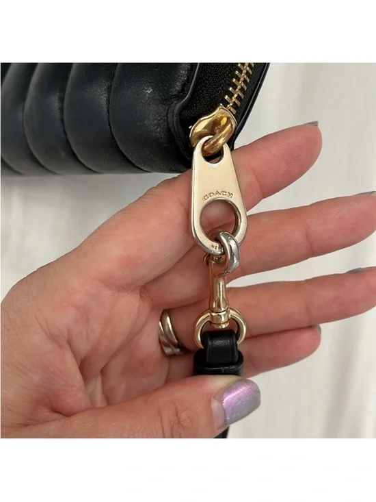 Coach Black Quilted Zip-Around Wristlet Wallet with Gold Hardware - Picture 5 of 7